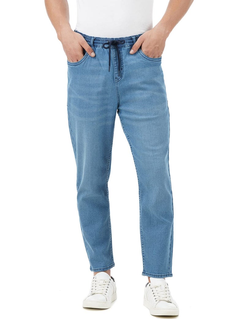 INKD Men's Stretchable Jogger Jeans (Sky Why, 30), Mid Rise - Image 1