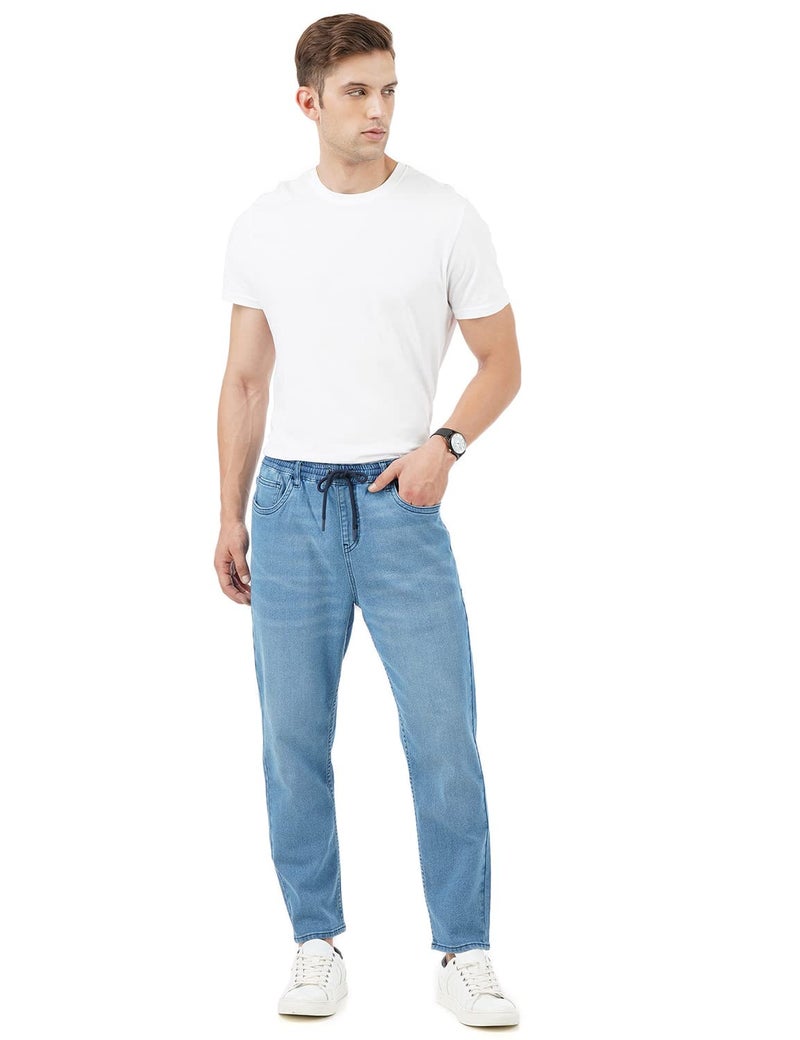 INKD Men's Stretchable Jogger Jeans (Sky Why, 30), Mid Rise - Image 5