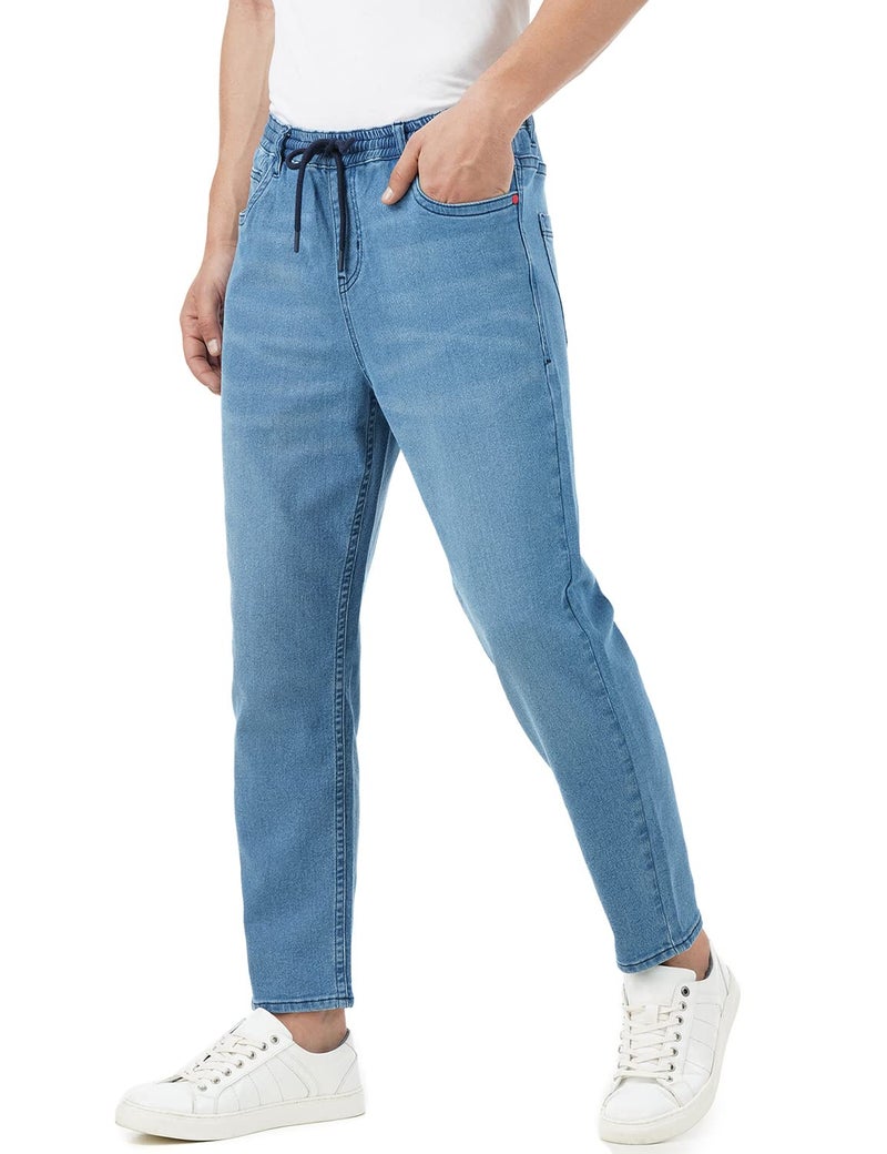 INKD Men's Stretchable Jogger Jeans (Sky Why, 30), Mid Rise - Image 3