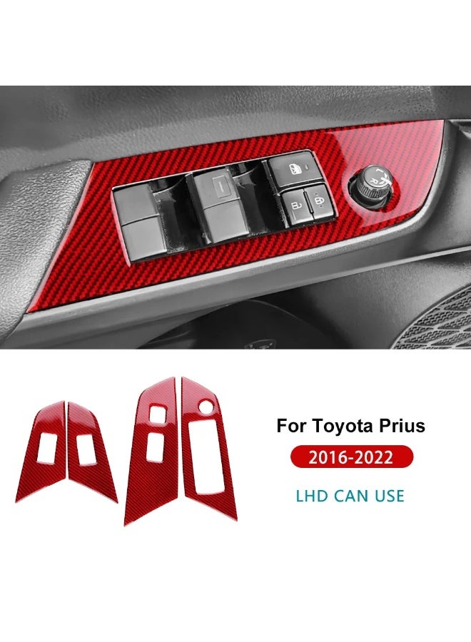 KUNGKIC Real Soft Carbon Fiber For Toyota Prius 2016 2017 2018 2019 2020 2021 2022 LHD RHD Car Window Lift Button Switch Panel Trim - Image 1