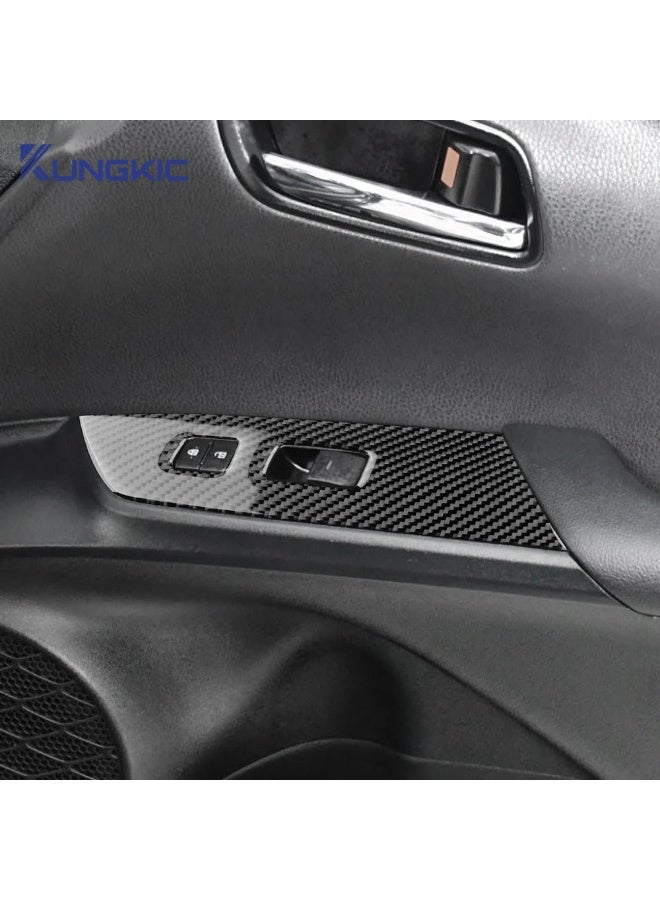KUNGKIC Real Soft Carbon Fiber For Toyota Prius 2016 2017 2018 2019 2020 2021 2022 LHD RHD Car Window Lift Button Switch Panel Trim - Image 4