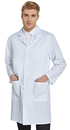 VOGRYE Professional Lab Coat for Men Women Long Sleeve, White, Unisex XL - Image 3