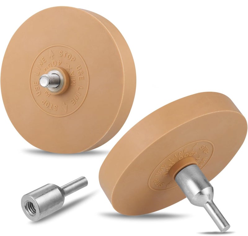 Adhesive Remover Wheel 3.5-Inch for Standard Power Drills - Elastic Rubber Design Lifts Adhesive Without Harming Paint - Rubber Eraser Wheel for Automotive Detailing Car Repair Shops - Image 1