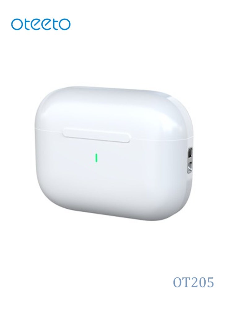 Oteeto OT205 TWS Bluetooth 5.4 Earbuds with Multi Functional Touch Control Deep Bass, Noise Reduction and 10m Wireless Range Compatible with iPhones and iPads White - Image 3