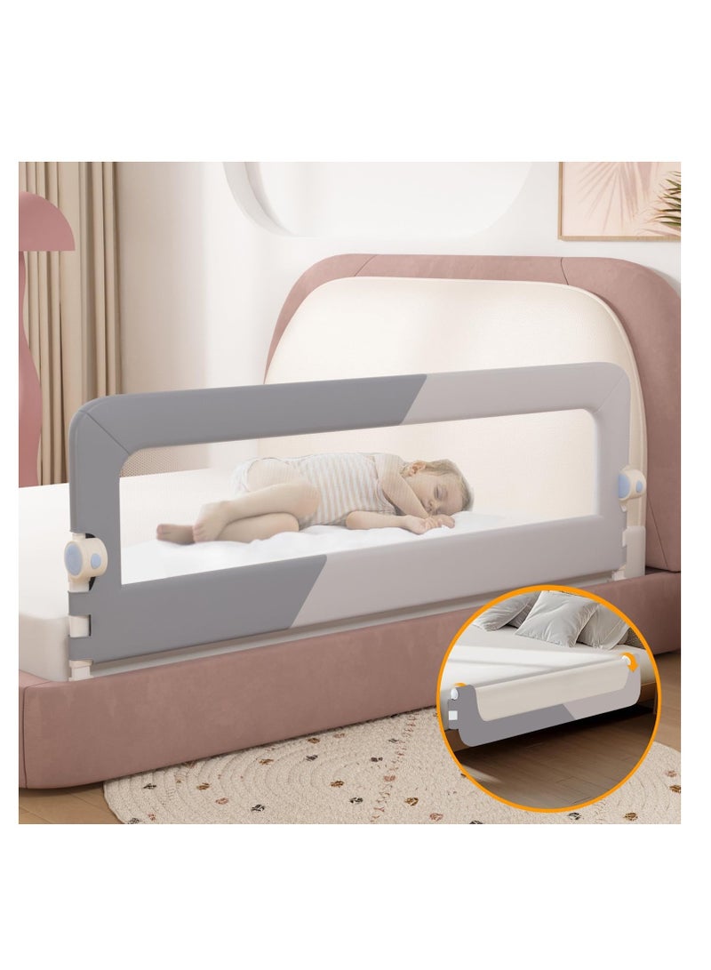 Foldable Crib Guardrails Crib Bed Rail Guard Baby Portable Safety Adjustable Height Falling Protector Fence Bedrail Single Side for Toddler（150cm）  - Image 1
