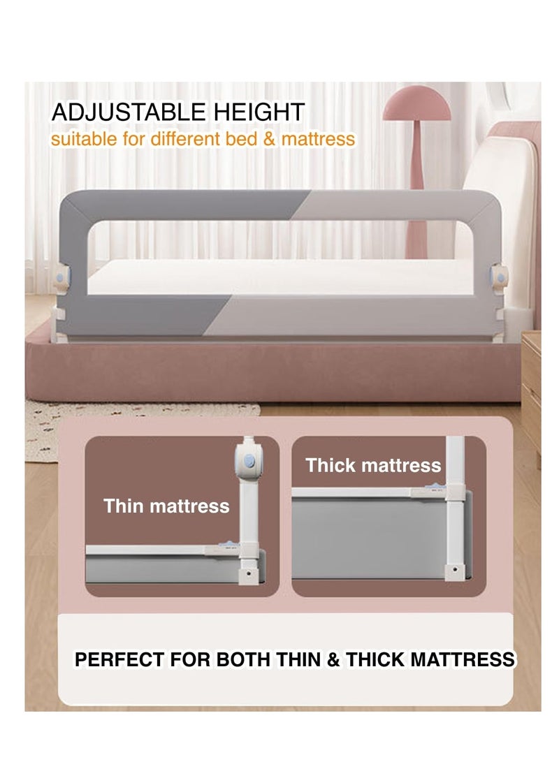 Foldable Crib Guardrails Crib Bed Rail Guard Baby Portable Safety Adjustable Height Falling Protector Fence Bedrail Single Side for Toddler（150cm）  - Image 5