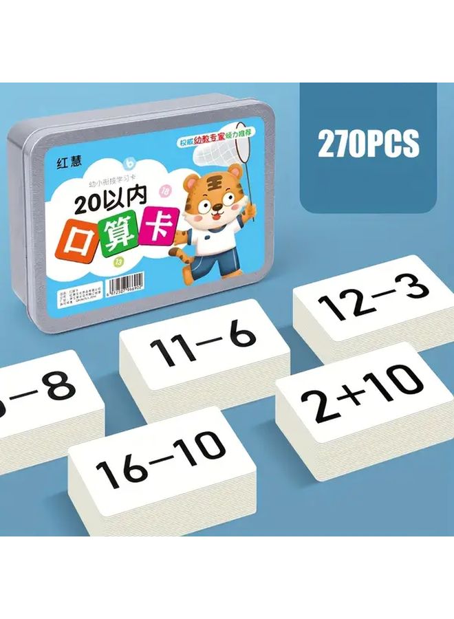 Complete Math Learning Set 270 Addition Subtraction Flashcards Durable Paper Cards - Image 1