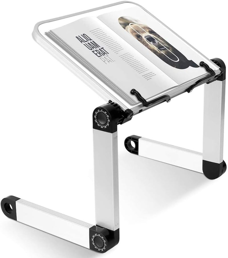 Goodern Multifunctional Laptop Stand with Page Clips, Ergonomic Bed Sofa Book Stand- White - Image 1