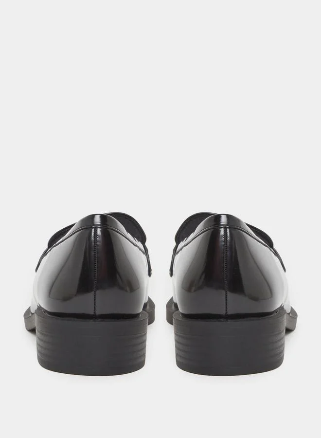 RAID Raid Black Patent Loafers with Buckle Detail