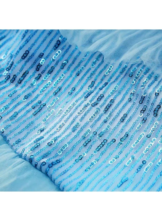 MIXDE Snow Queen Costumes,Dress Girls Party Cosplay Girl Clothing Snow Queen Birthday Princess Dress Kids Costume Blue Costume With Accessory Set - Image 4