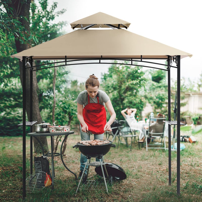 COOSHADE Grill Gazebo Replacement Canopy Roof Outdoor Double Tiered Barbecue Gazebo Top Cover Fit for Model L-GG001PST-F (Beige) - Image 3
