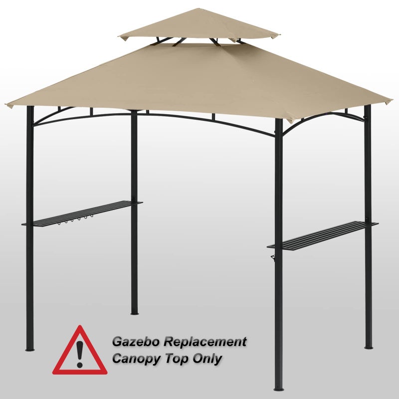 COOSHADE Grill Gazebo Replacement Canopy Roof Outdoor Double Tiered Barbecue Gazebo Top Cover Fit for Model L-GG001PST-F (Beige) - Image 1