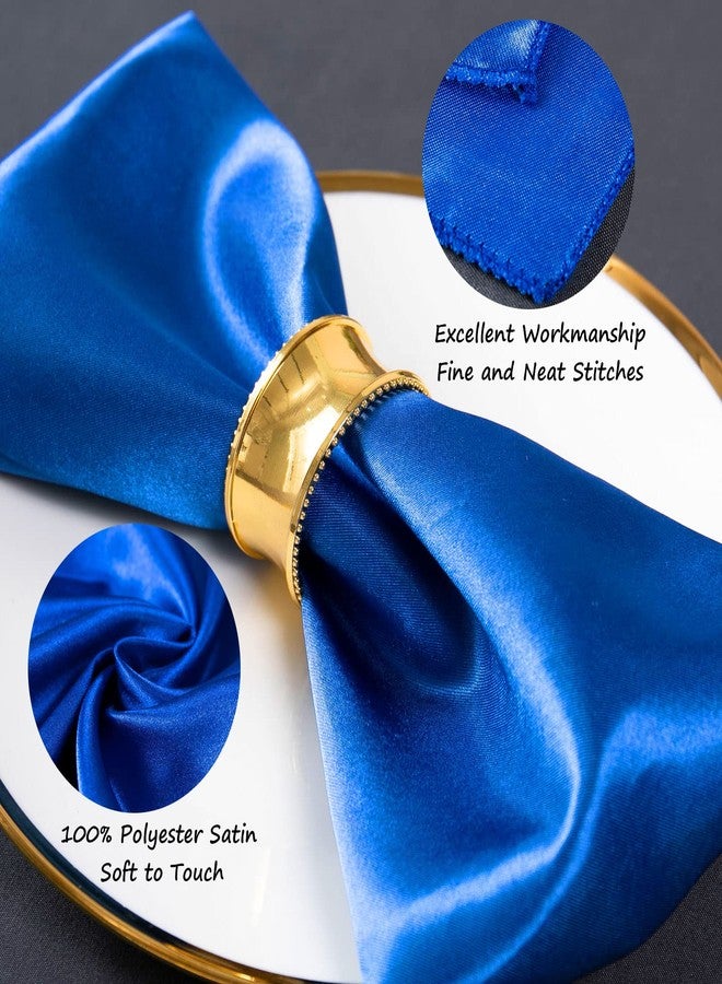 SiinvdaBZX 100 Pieces Royal Blue Cloth Napkins 12 x 12 Inches, Small Size Square Satin Napkins Silky Soft Dinner Napkins or Handkerchief for Banquet Wedding Christmas Thanksgiving Decoration - Image 3