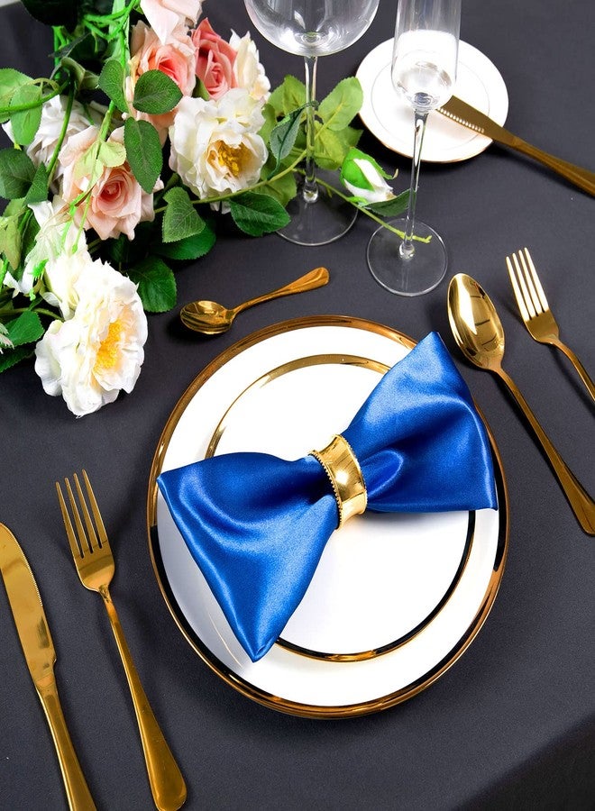 SiinvdaBZX 100 Pieces Royal Blue Cloth Napkins 12 x 12 Inches, Small Size Square Satin Napkins Silky Soft Dinner Napkins or Handkerchief for Banquet Wedding Christmas Thanksgiving Decoration - Image 5