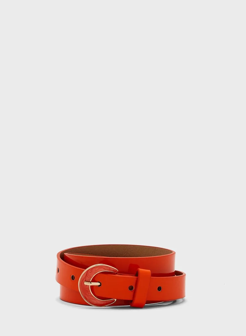 Ginger Patent Slim Belt