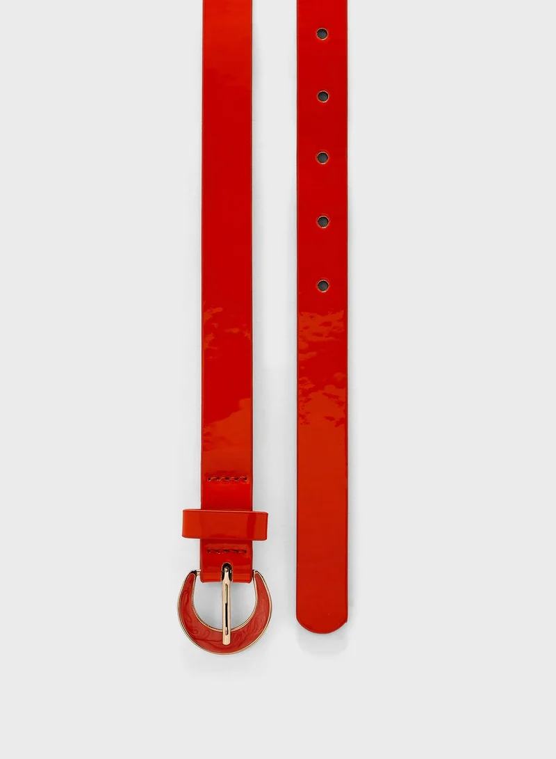 Ginger Patent Slim Belt