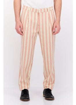 Men Slim Fit Striped Blake Chino Pants, Beige Combo