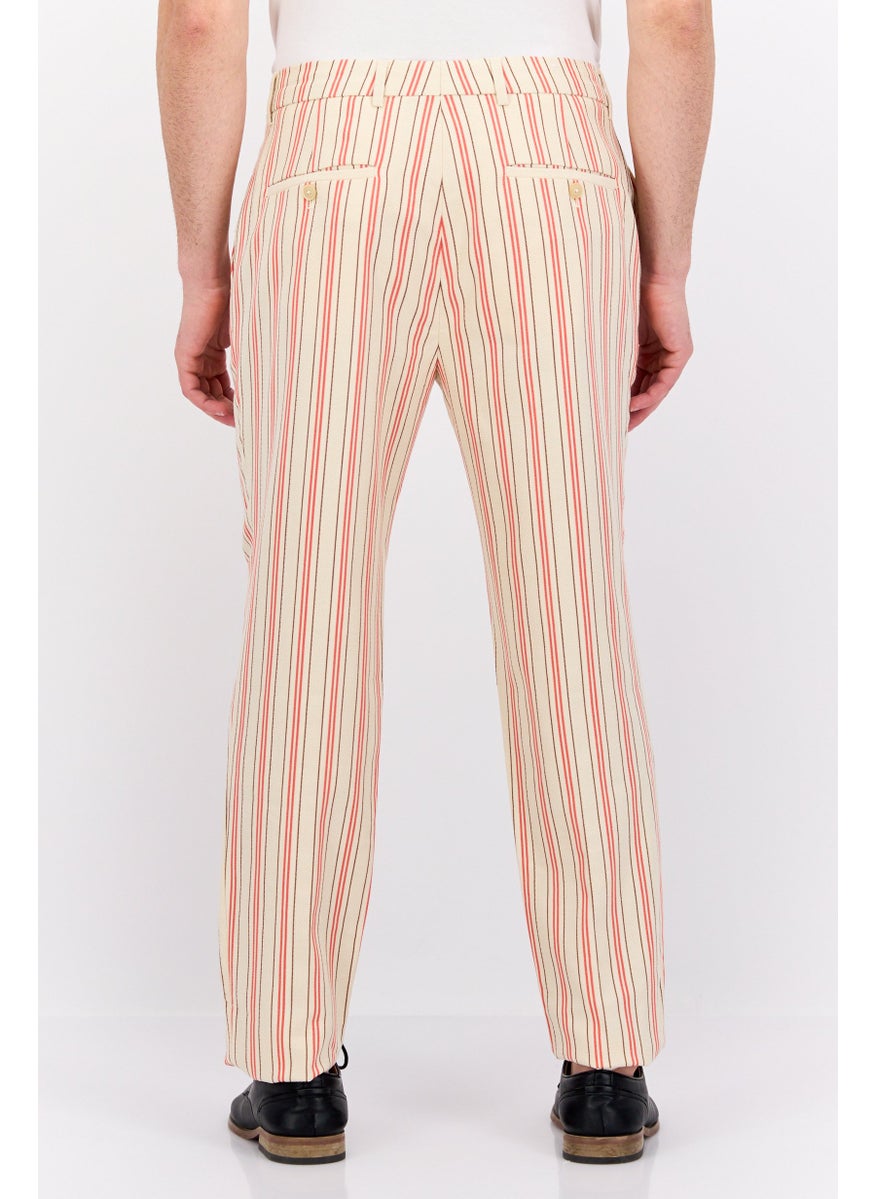 Scotch & Soda - Men Slim Fit Striped Blake Chino Pants, Beige Combo - Image 1