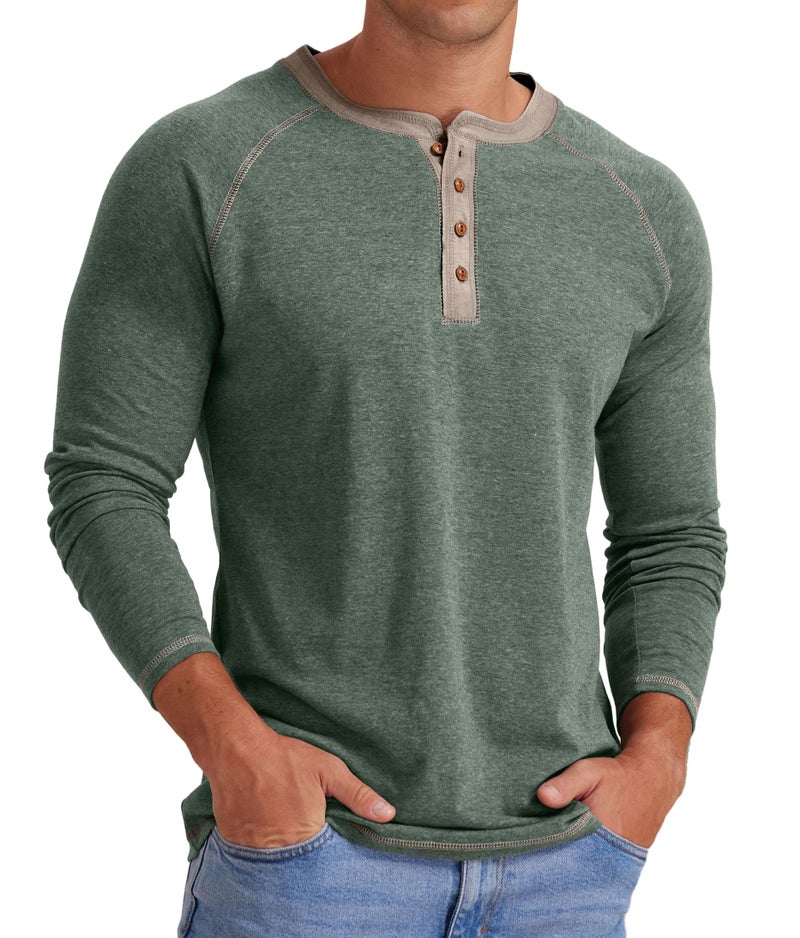 Sailwind Mens Henley Long Sleeve T-Shirt Cotton Casual Shirt - Image 2