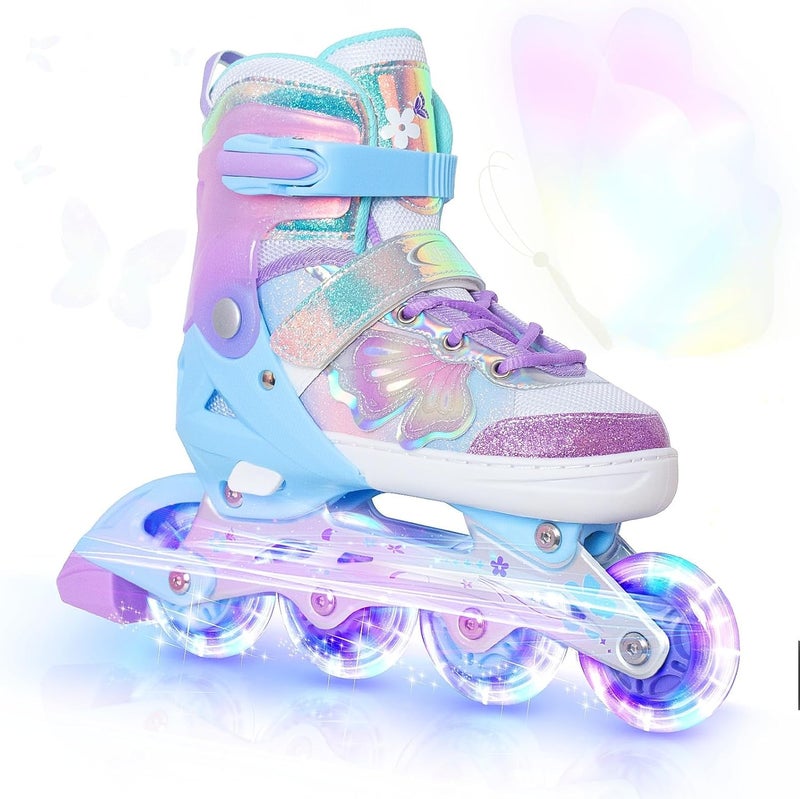 Nattork Kids Inline Skates with Light Up Wheels - Adjustable Roller Blades for Ages 4-7 - Image 1