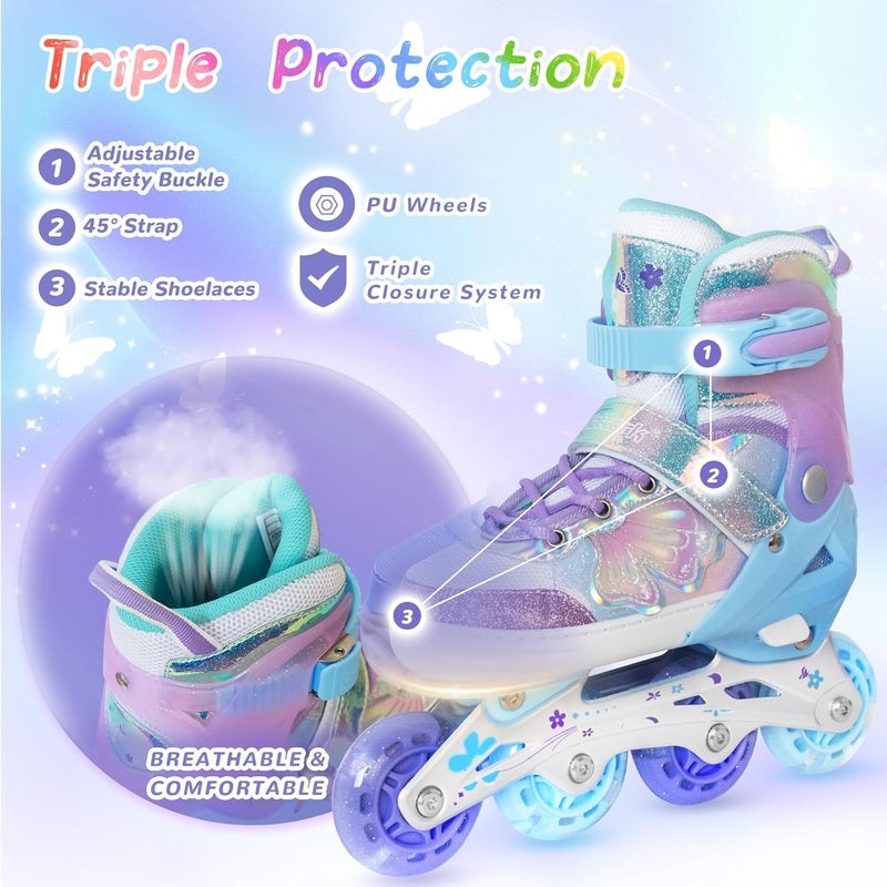 Nattork Kids Inline Skates with Light Up Wheels - Adjustable Roller Blades for Ages 4-7 - Image 2