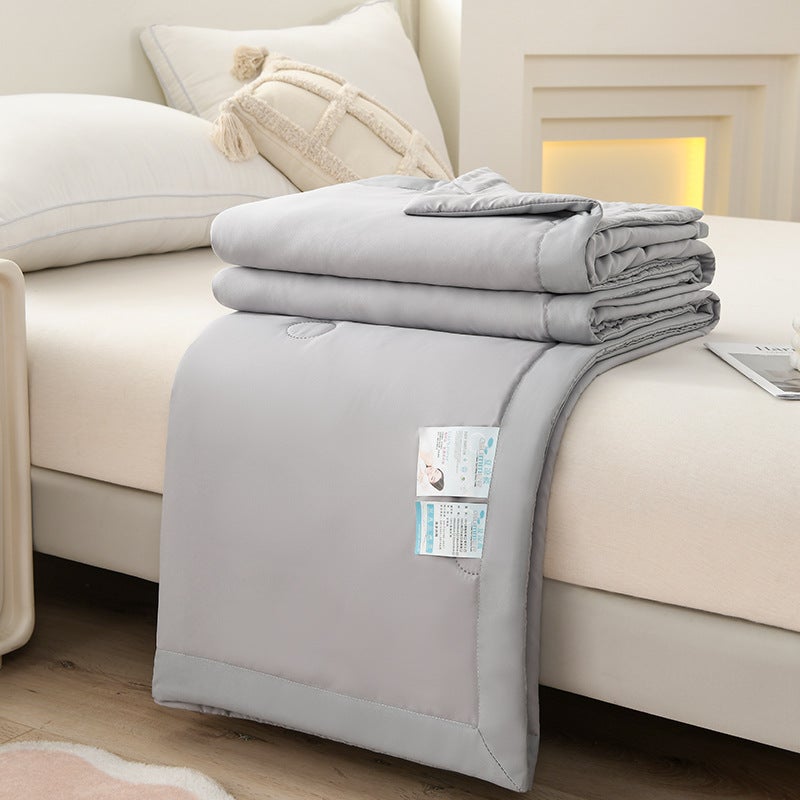 Premium Gray Washed Cotton Summer Quilt - Machine Washable, Bound Edge, Lightweight Blanket - Image 1