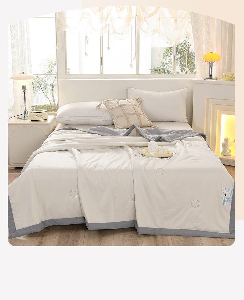 Premium Gray Washed Cotton Summer Quilt - Machine Washable, Bound Edge, Lightweight Blanket - Image 3