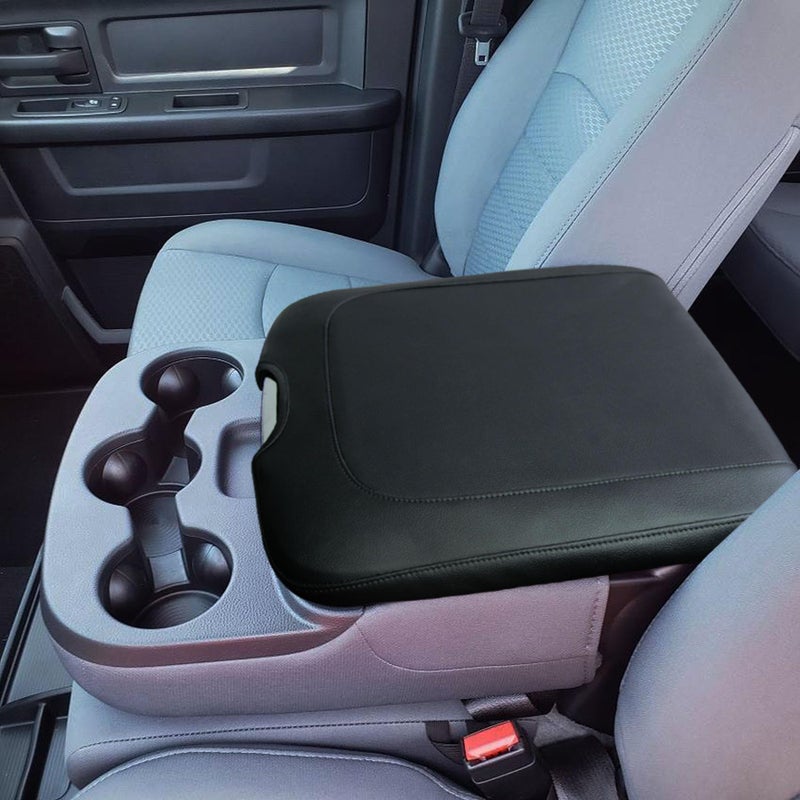 Zxiaochun Center Console Cover Compatible with 2013-2018 Dodge Ram 1500/2500/3500 and 2013-2024 Ram 1500/2500/3500 Classic Models Accessories, Armrest Lid Leather Protective Cover(Black) - Image 1