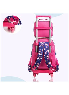 Eazy Kids 16 مجموعة من 3 حقائب غداء مدرسية بعجلات ومقلمة يونيكورن كروم - أزرق  - Image 2