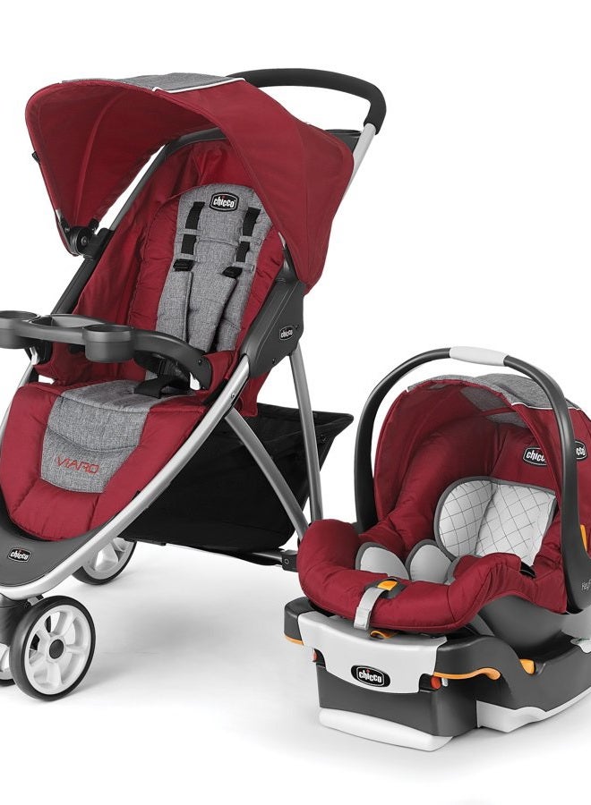 Chicco Viaro Quick-Fold Travel System, Includes Infant Car Seat and Base, Stroller and Car Seat Combo, Baby Travel Gear | Black/Black - Image 1