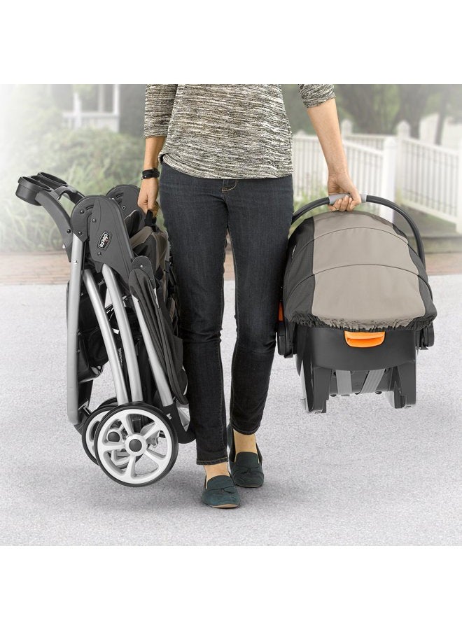 Chicco Viaro Quick-Fold Travel System, Includes Infant Car Seat and Base, Stroller and Car Seat Combo, Baby Travel Gear | Black/Black - Image 3