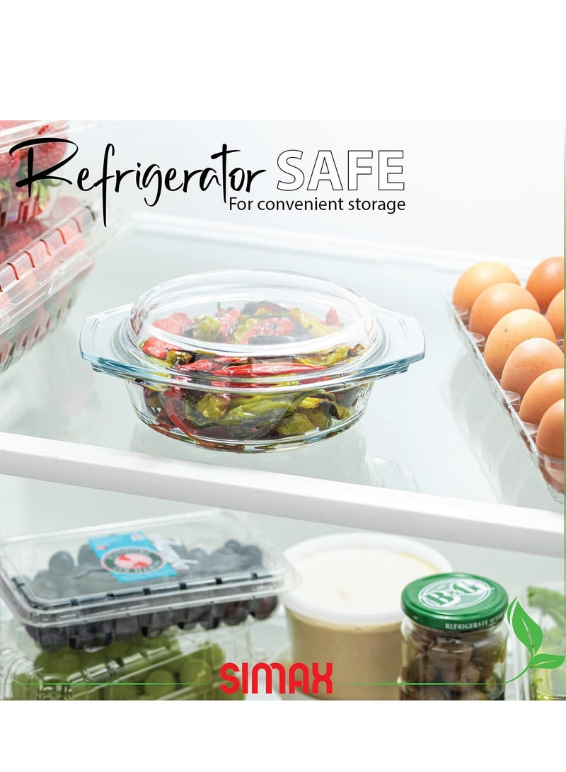 Simax Casserole Dish Set, Set of 3 Casserole Dish with Lid, Round Glass Cookware, Borosilicate Glass, Made In Europe 0.75 Quart, 1 Quart and 1.5 Quart Baking Dishes… - Image 3