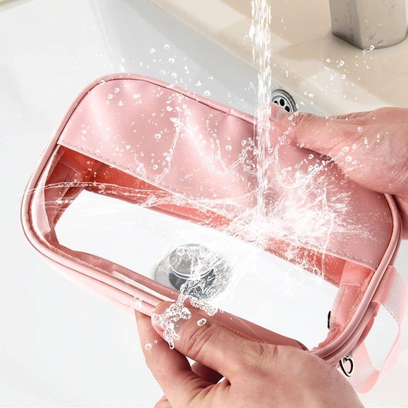 LEKORED Waterproof Cosmetic Bag Set of 3 Clear Frosted PVC Toiletry Pouch Unscented Portable Makeup Organizer Bags for Women and Girls SemiTransparent Travel Organizers with Sturdy Zipper - Image 4