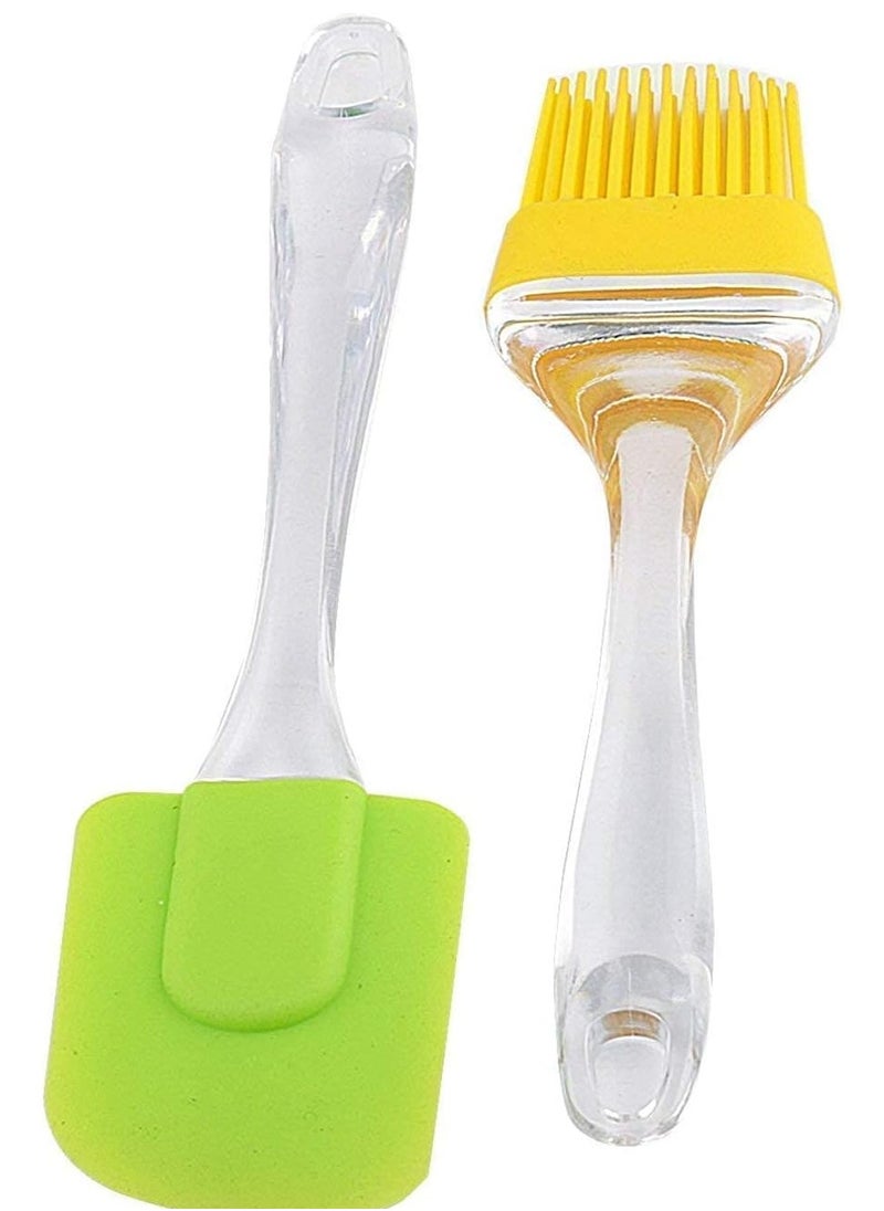 Generic Silicone spoon with silicone brush, multi-colored, with transparent handle  - Image 1