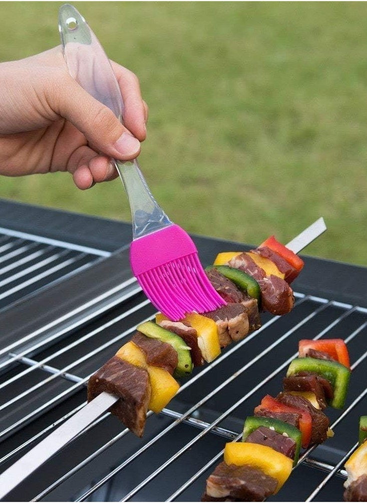Generic Silicone spoon with silicone brush, multi-colored, with transparent handle  - Image 2