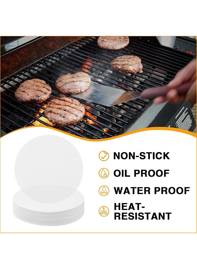 Meat Press Burger Press with Burger Patty Paper Round 12cm, Set of 100 Non-Stick Patty Paper for Burger Press, Zigzag Patty and Cake Baking  - Image 3