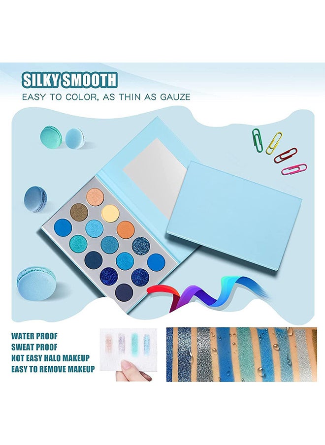 Technic - Blue Eyeshadow Palette, 15 Colors Eye Shadow Pallete Sets Highly Pigmented Matte Glitter Colorful Long Lasting Blendable Nude Silver Grey Glitter Metallic Navy Dark Light Blue Makeup Pallet For Women - Image 1