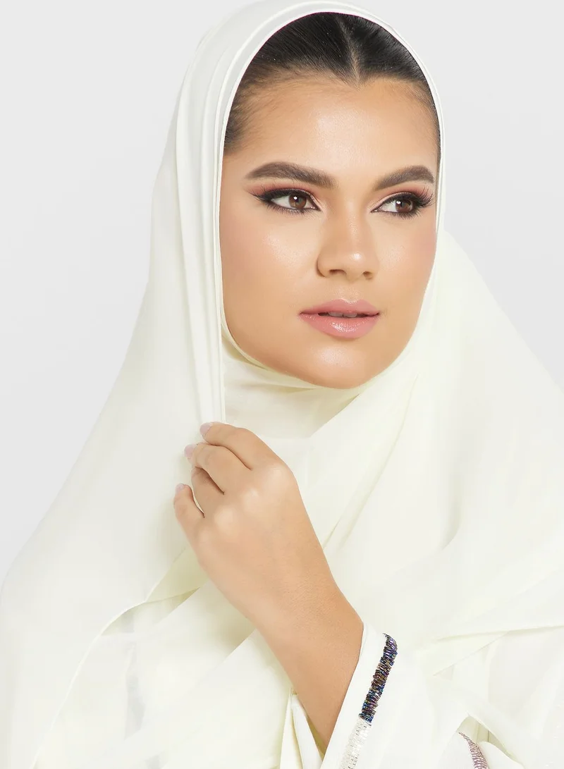 hayas closet Embellished Crinkled Abaya