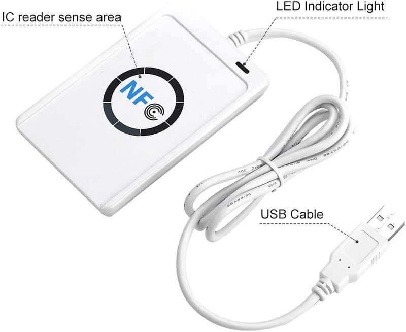 كلاراكو قارئ وكاتب بطاقات ذكية بدون تلامس بتقنية NFC ACR122U RFID، قارئ وكاتب بطاقات ذكية بدون تلامس بتقنية NFC RFID/USB + 5X IC Card ACR122U RFID NFC - Image 3