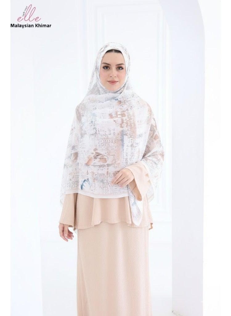 ايل خمار ماليزي حريمي مطبوع – خامة خفيفة وثابتة – تصميم أنيق بطبعات ناعمة – مقاس 150×150 - Image 1