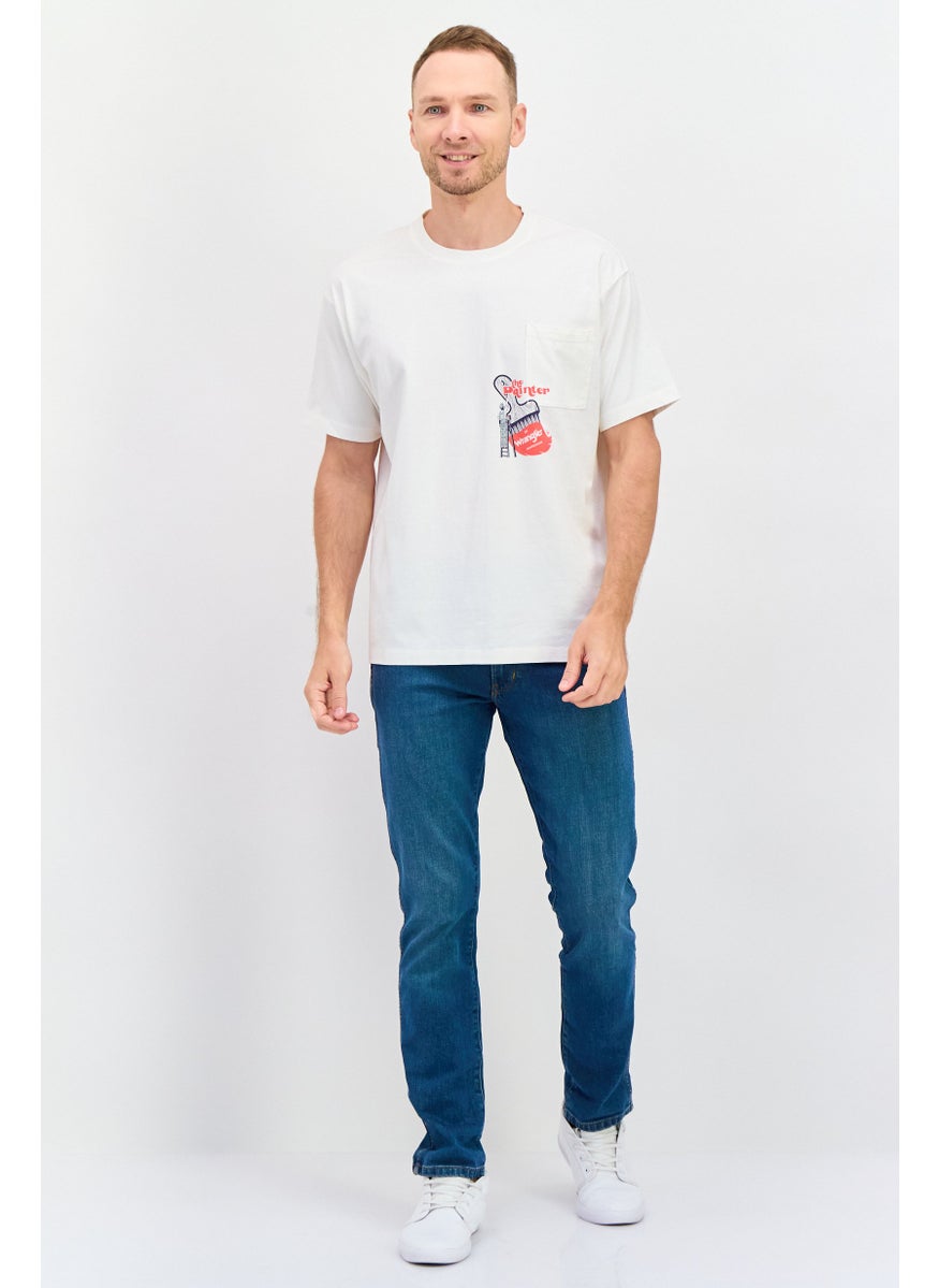 Wrangler Men Crew Neck Short Sleeve Graphic T Shirt, White Combo  - Image 3