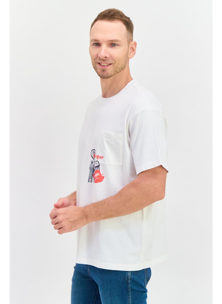 Wrangler Men Crew Neck Short Sleeve Graphic T Shirt, White Combo  - Image 2
