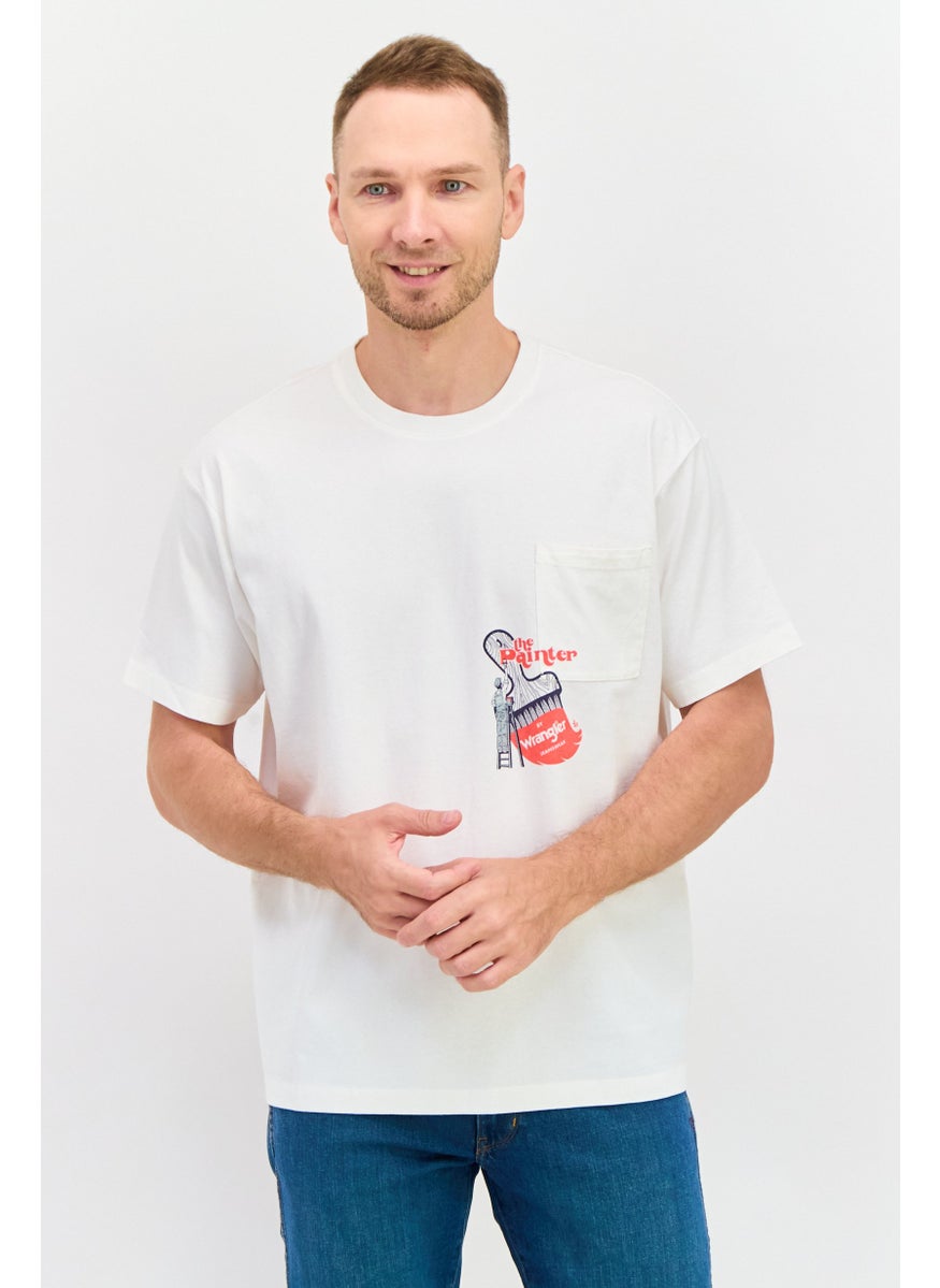 Wrangler Men Crew Neck Short Sleeve Graphic T Shirt, White Combo  - Image 1