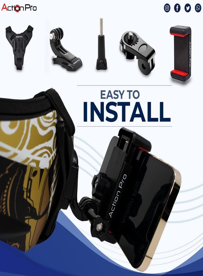 Action Pro Made in India Helmet Chin Mount Strap Compatible with GoPro-13/12/11/10/9/8/7/6/5/4/SJCAM/DJI Insta-360 and All Action Cameras - Image 4