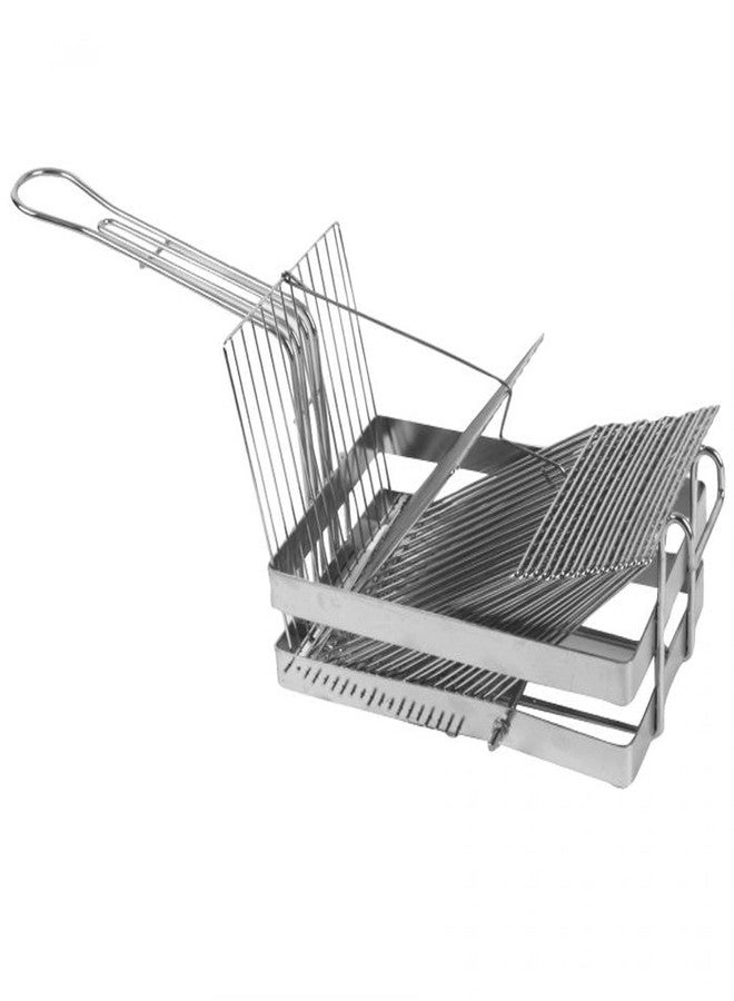 TrueCraftware- 18 Slots Heavy Duty Tostada Shell Basket Nickel Plated 19-3/8" x 6-1/4" x 7-5/8" -Deep Fryer Tostada Holder Basket Heavy-Duty Tostada Fry Basket Taco Deep Fryer Taco Holder - Image 1