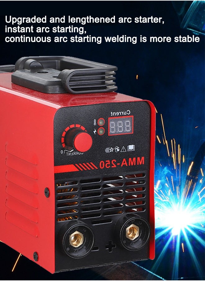 WEMART 250A 220V Welder,MMA Welding Machine with Synergic Control,IGBT Inverter,Hot Start,Arc Force and Anti-Stick,with Welding Cap/Slag Hammer/5* Welding Rods/9.8 Feet Welding Handle Wire/6.6 Feet Ground  - Image 3