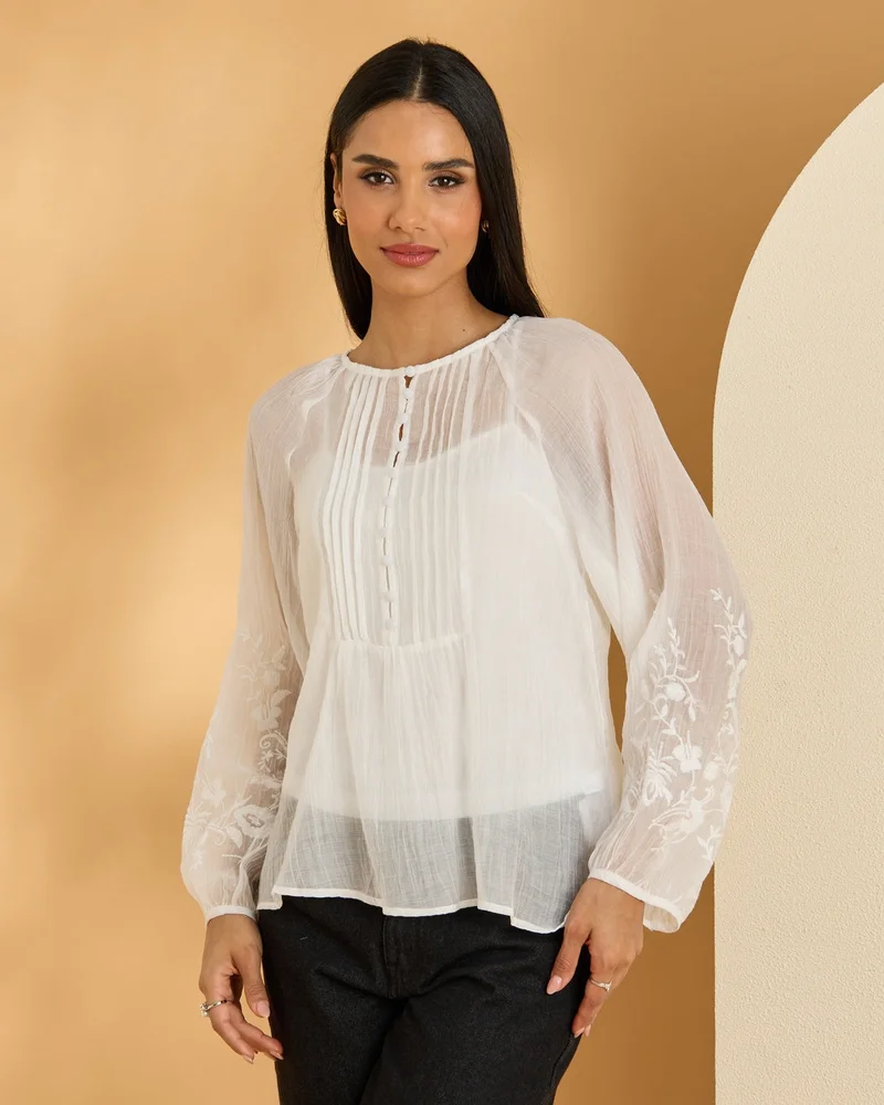 Redtag Women White Printed Casual Blouse