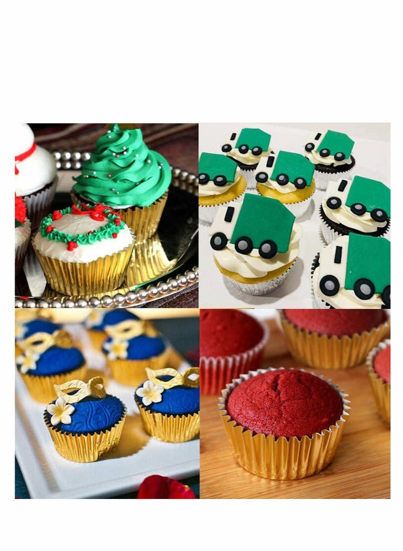 أغطية كب كيك من الألومنيوم، أكواب مافن ورقية معدنية، كؤوس خبز ذهبية وفضية ووردية، لحفلات الزفاف، أعياد الميلاد، حفلات استقبال المواليد، عبوة تحتوي على 300 قطعة - Image 4