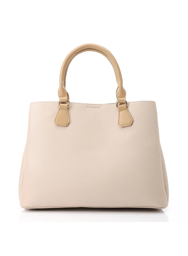 DejaVu Chic Tote Bag With Zipper Closure Handbag - Beige - Image 2
