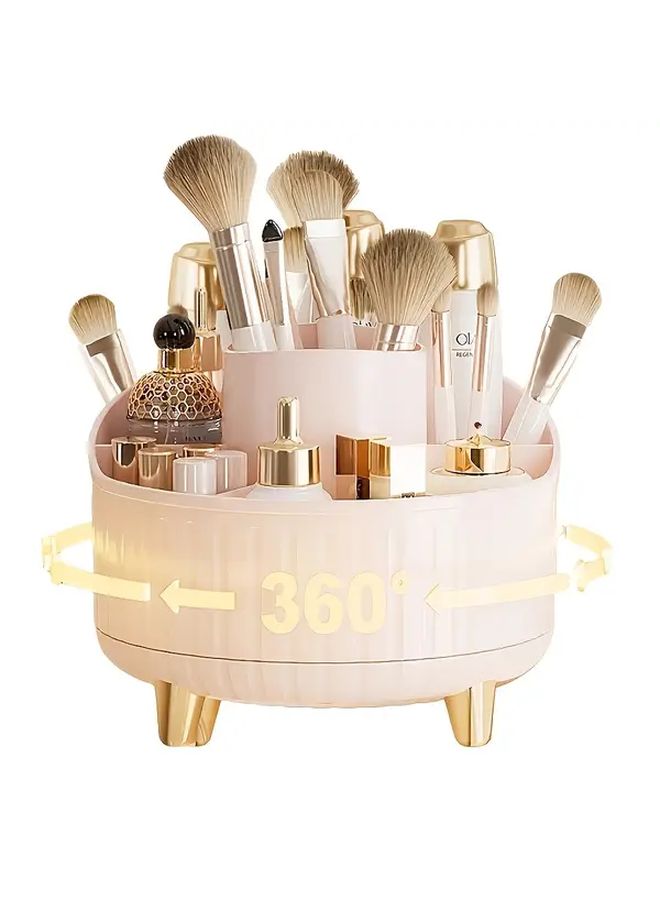 Pink Electroplated Rotating Makeup Organizer 7 Compartments Desktop Storage Box - Image 2